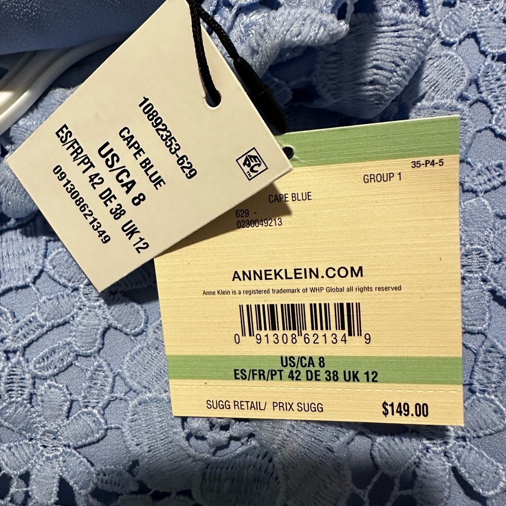 Anne Klein Blue Sleeveless Ruffle Mock Neck  Dress - Picture 10 of 11